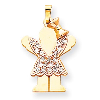 14k Two-tone VS Diamond kid pendant
