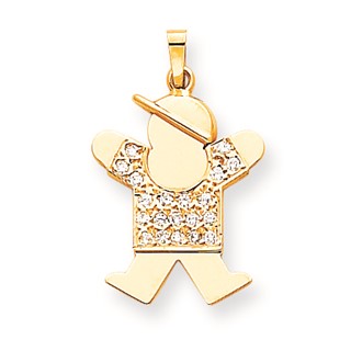 14k AAA Diamond kid pendant