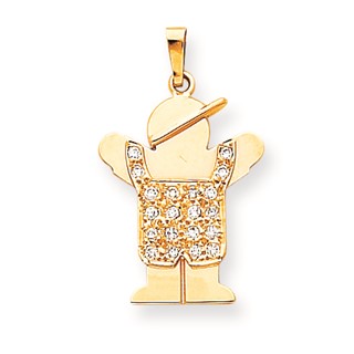 14k AAA Diamond kid pendant