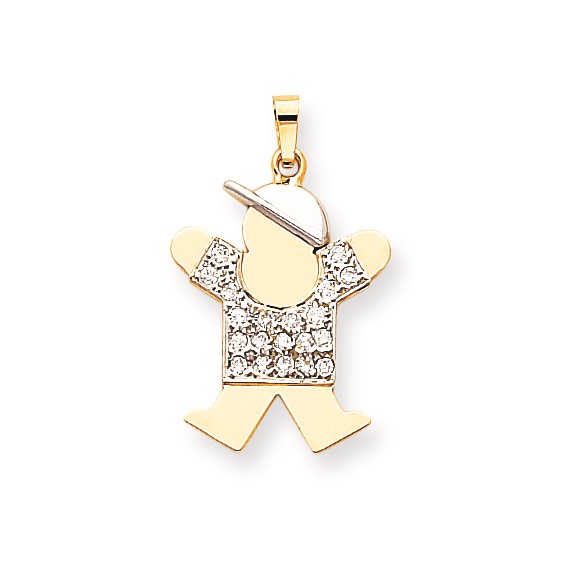 14k Two-tone AAA Diamond kid pendant