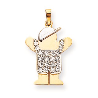 14k Two-tone AAA Diamond kid pendant
