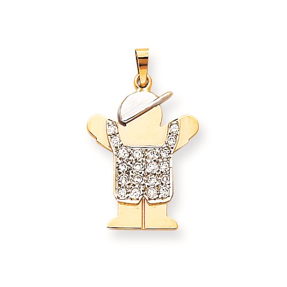 14k Two-tone VS Diamond kid pendant