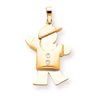 14k AAA Diamond kid pendant