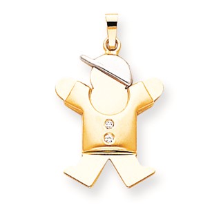 14k Two-tone AA Diamond kid pendant