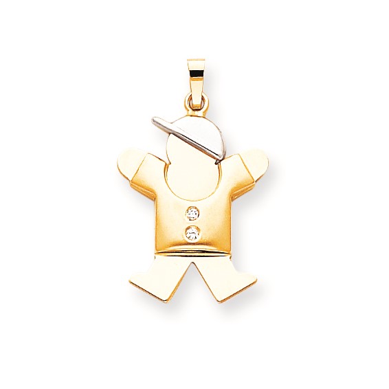 14k Two-tone AA Diamond kid pendant