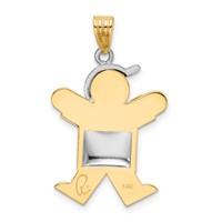 14K Two-tone the Kids Medium Puffed Boy Charm with Hat on Right Engravable Joy view 4
