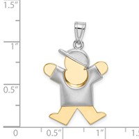 14K Two-tone the Kids Medium Puffed Boy Charm with Hat on Right Engravable Joy view 3