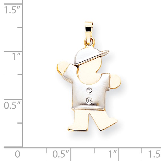 14k Two-tone AA Diamond kid pendant