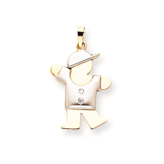 14k Two-tone VS Diamond kid pendant