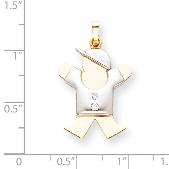 14k Two-tone A Diamond kid pendant