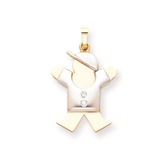 14k Two-tone AAA Diamond kid pendant