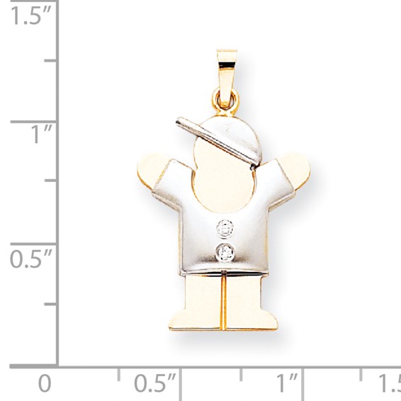 14k Two-tone A Diamond kid pendant