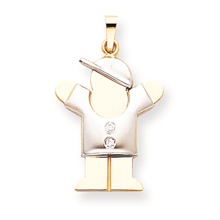 14k Two-tone AA Diamond kid pendant