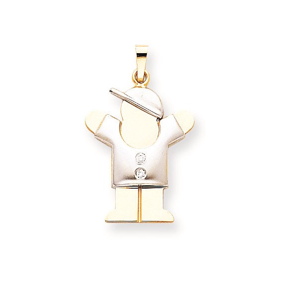 14k Two-tone AA Diamond kid pendant