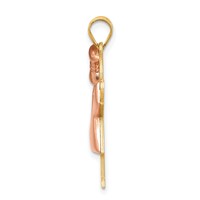 14K Two-tone the Kids Medium Puffed Girl Charm with Bow on Left Engravable Love view 2