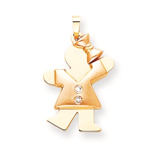 14k Two-tone AA Diamond kid pendant