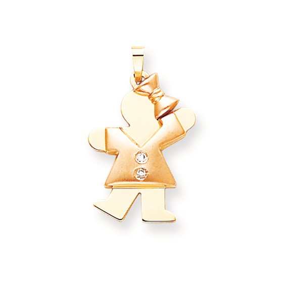 14k Two-tone AA Diamond kid pendant