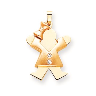 14k Two-tone AAA Diamond kid pendant