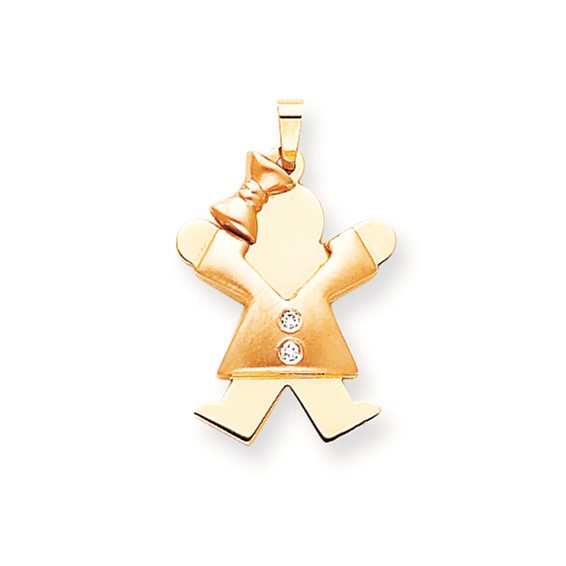 14k Two-tone AAA Diamond kid pendant