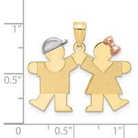 14K Tri-color the Kids Small Boy on Left and Girl on Right Engravable Kiss Charm view 3