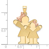 14K Two-tone the Kids Big Girl and Little Girl Engravable Love Charm view 3