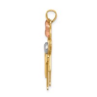 14K Tri-color the Kids Big Girl and Little Boy Engravable Love Charm view 2