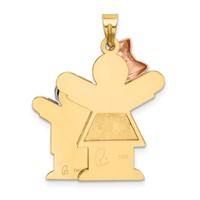 14K Tri-color the Kids Big Girl and Little Boy Engravable Love Charm view 4