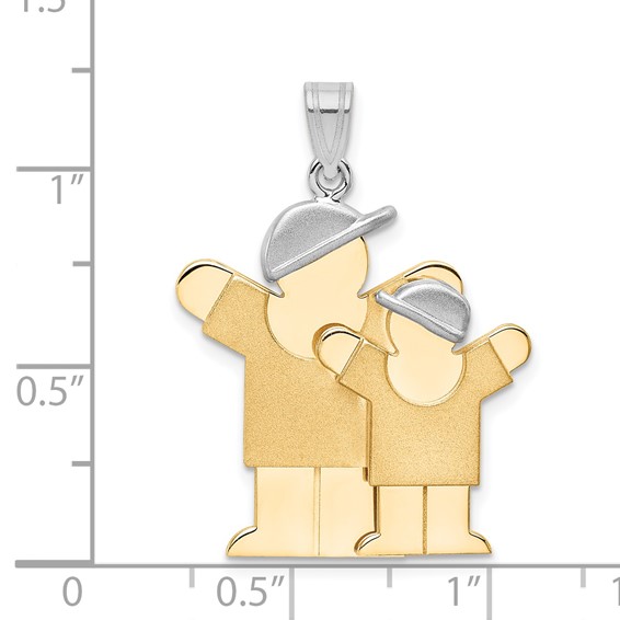 14k Two-tone The Kids Big Boy and Little Boy Engravable Love Charm