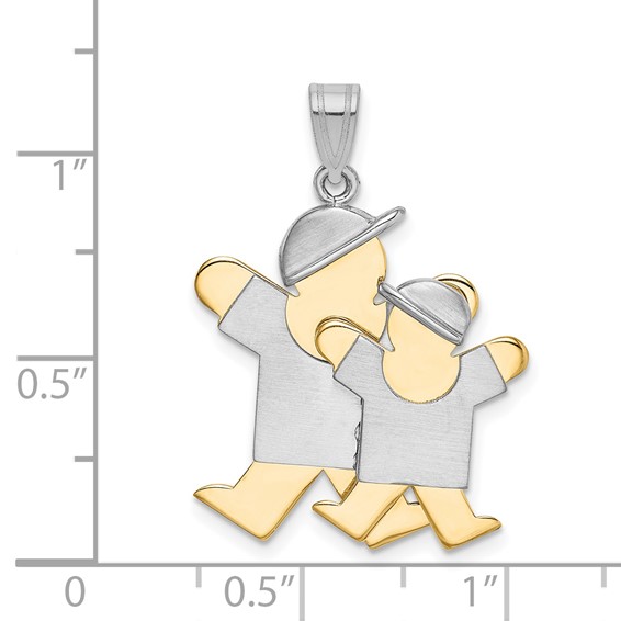 14k Two-tone The Kids Big Boy and Little Boy Engravable Joy Charm