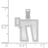 14K White Gold Solid Satin Chai Charm view 4