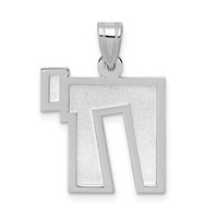 14K White Gold Solid Satin Chai Charm view 1