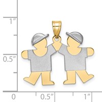 14K Two-tone the Kids Small Double Boys Engravable Kiss Charm view 2