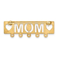 14K Yellow Gold Polished Cut-out Mom and Hearts Pin view 4