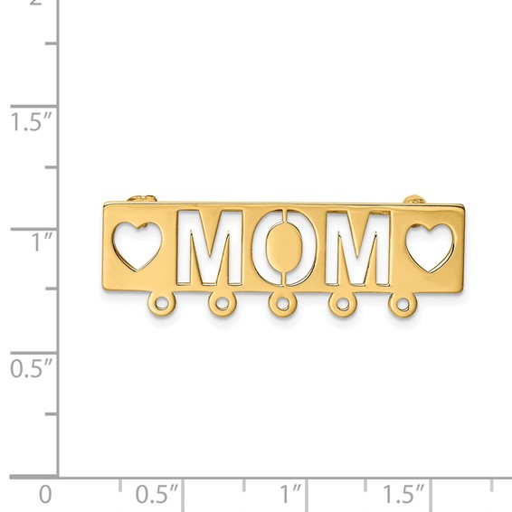 14k Polished Cut-out Mom and Hearts Pin