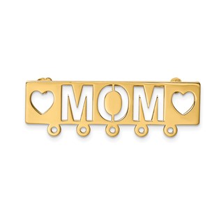14k Polished Cut-out Mom and Hearts Pin