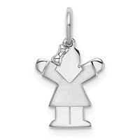 14K White Gold the Kids Mini Girl Love Charm view 1