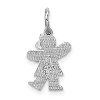 14K White Gold the Kids Mini Girl Kiss Charm view 4