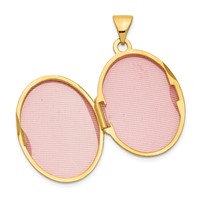 14K Yellow Gold Polished Leaf Swirl Design with Love You Always on Reverse 21mm Oval Locket view 4