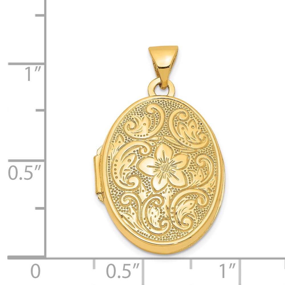 14k Floral Swirl Design 21mm Oval Locket (XL110)