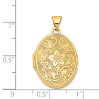 14K Yellow Gold Floral Swirl Design 21mm Oval Locket view 5