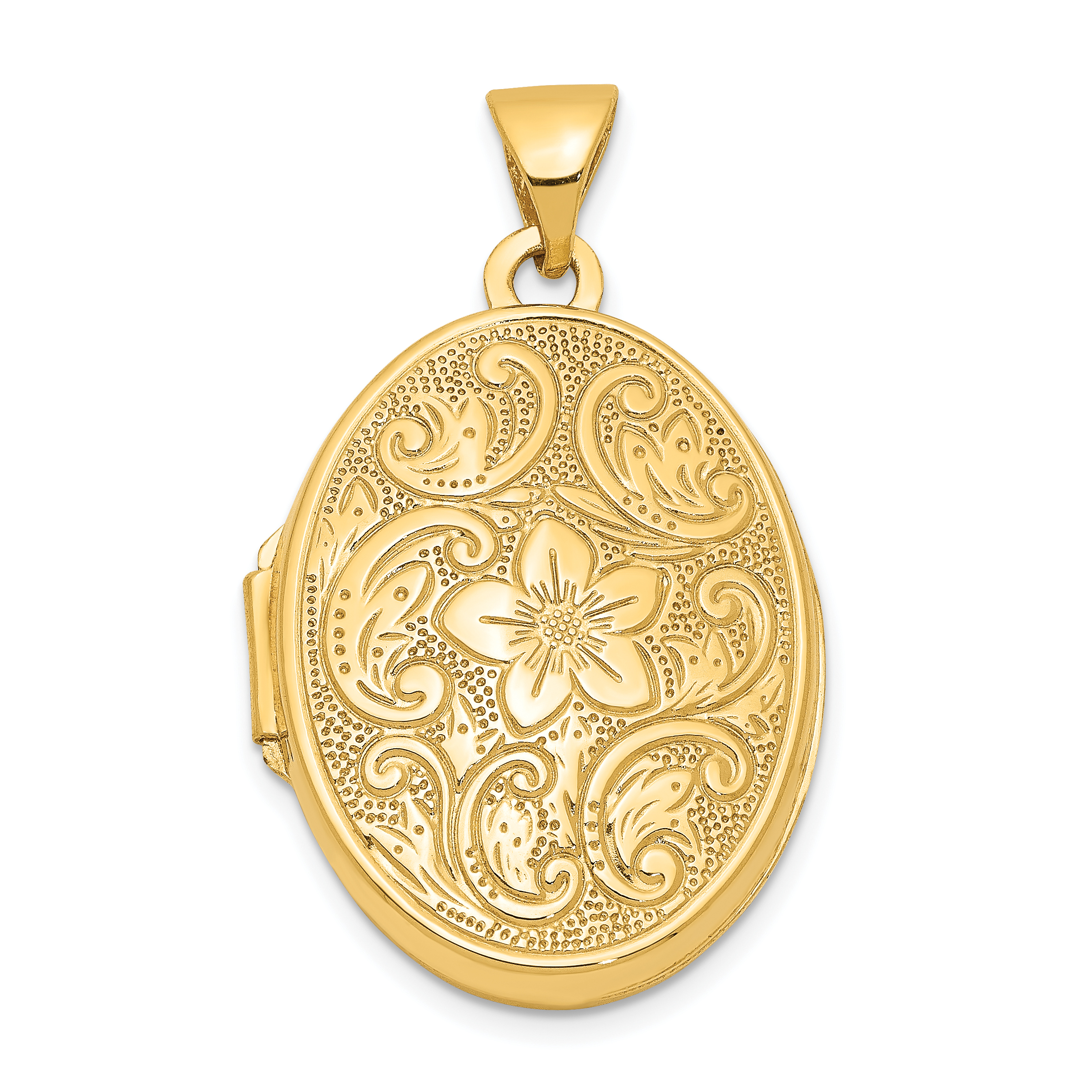 14k Floral Swirl Design 21mm Oval Locket (XL110)