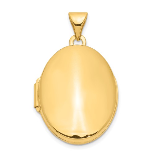 14K Yellow Gold Polished Plain 21mm Oval Locket