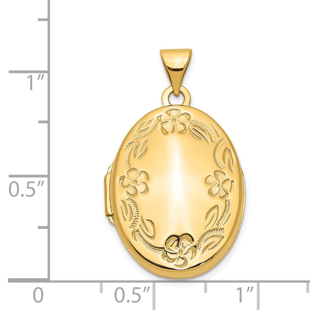 14k Floral Border 21mm Oval Locket (XL113)