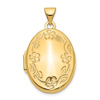 14K Yellow Gold Floral Border 21mm Oval Locket view 1
