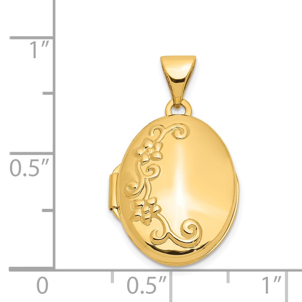 14k Floral 17mm Oval Locket (XL116)