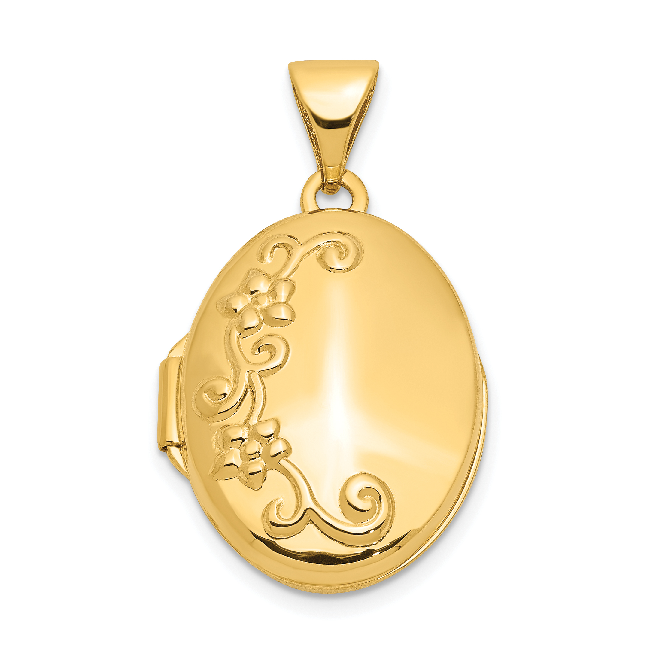 14k Floral 17mm Oval Locket (XL116)