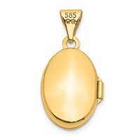 14K Yellow Gold Polished Plain 13mm Oval Locket view 4