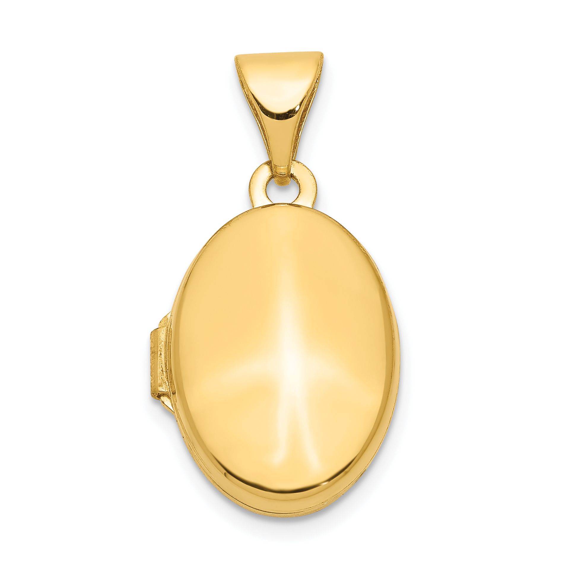 14k Polished Plain 13mm Oval Locket (XL122)