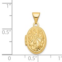 14K Beaded Scroll Design 13mm Oval Locket view 5