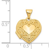 14K Yellow Gold Polished Scrolled 15mm Heart Locket view 5